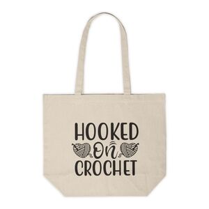 Hooked on Crochet Canvas Tote Bag | Yarn Lover Gift | Craft Project Bag